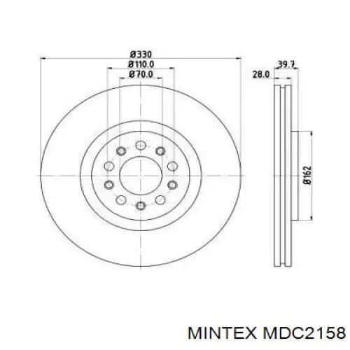 MDC2158 Mintex диск тормозной передний