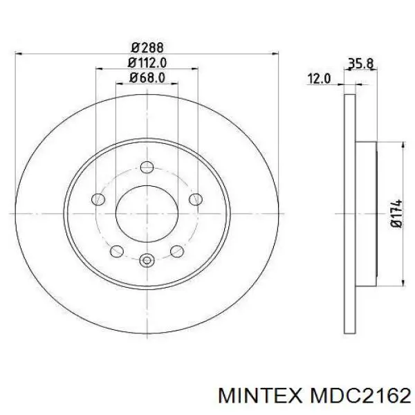 MDC2162 Mintex диск тормозной задний