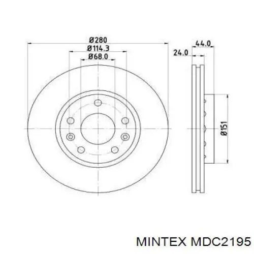 MDC2195 Mintex диск тормозной передний