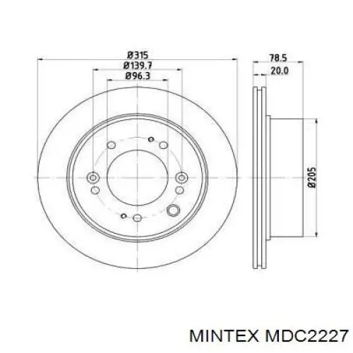 Диск тормозной задний Mintex MDC2227
