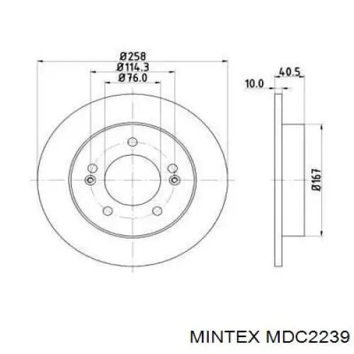 Диск тормозной задний Mintex MDC2239