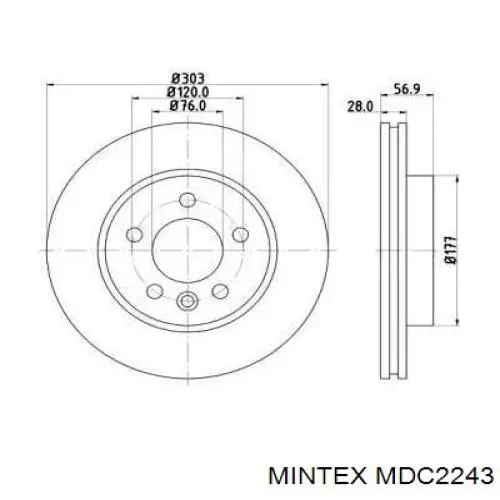 Диск тормозной передний Mintex MDC2243