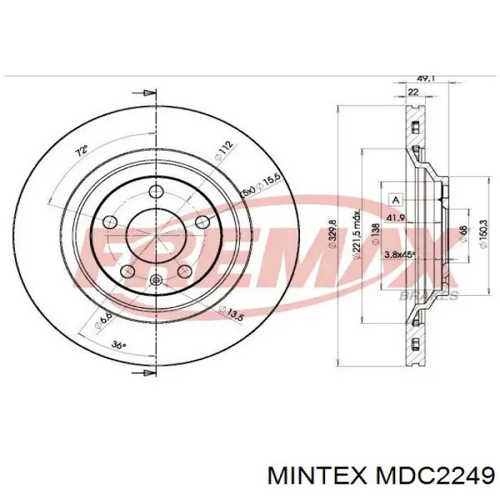 MDC2249 Mintex Дисковый тормоз