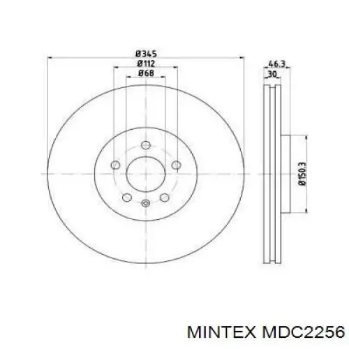 Передние тормозные диски MDC2256 Mintex