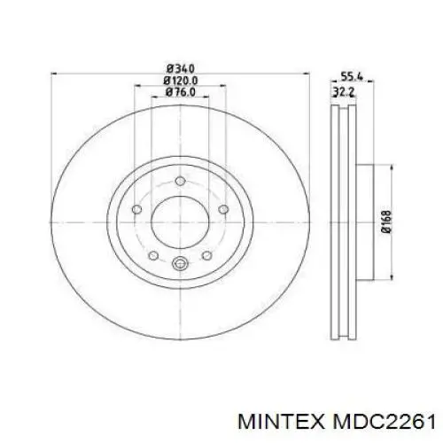 MDC2261 Mintex диск тормозной передний