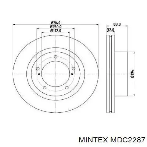 MDC2287 Mintex диск тормозной передний