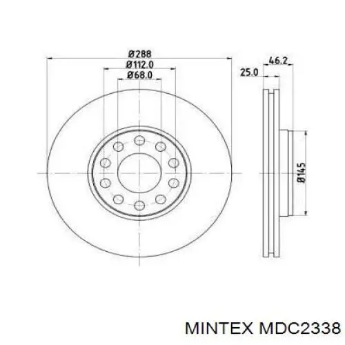 MDC2338 Mintex диск тормозной передний