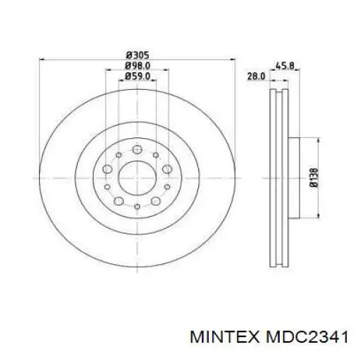 MDC2341 Mintex диск тормозной передний