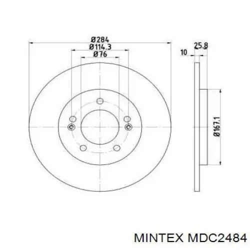 MDC2484 Mintex диск тормозной задний