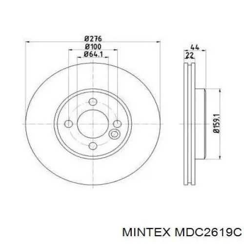 MDC2619C Mintex передние тормозные диски