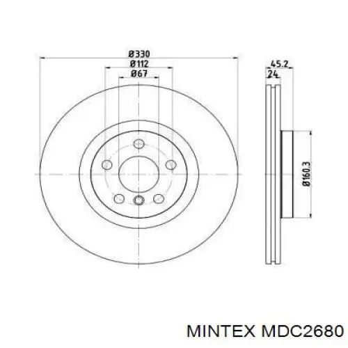 Передние тормозные диски MDC2680 Mintex