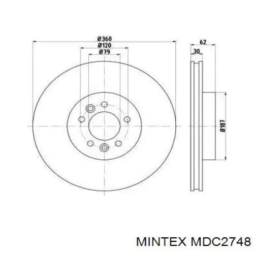 Передние тормозные диски MDC2748 Mintex