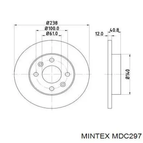 MDC297 Mintex диск тормозной передний