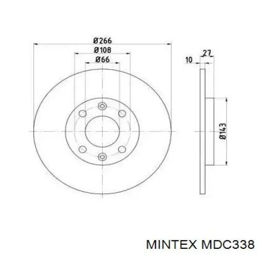 Передние тормозные диски MDC338 Mintex