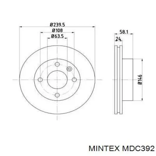 MDC392 Mintex диск тормозной передний