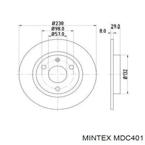 MDC401 Mintex диск тормозной передний