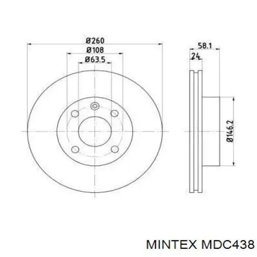 Передние тормозные диски MDC438 Mintex