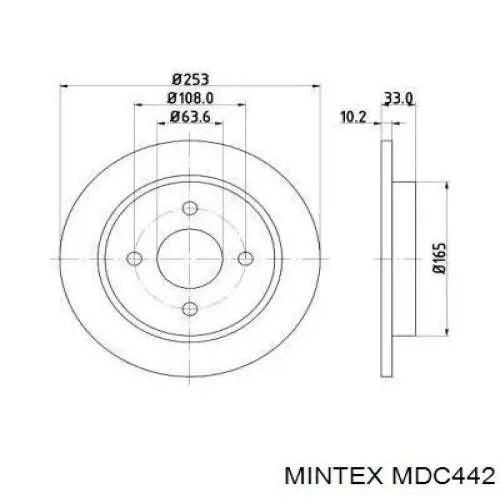 MDC442 Mintex диск тормозной задний