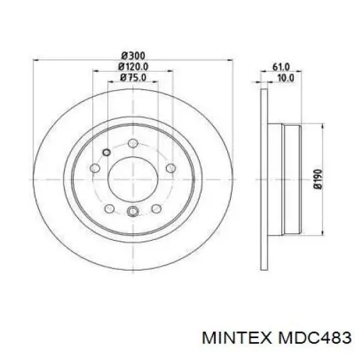 Диск тормозной задний Mintex MDC483