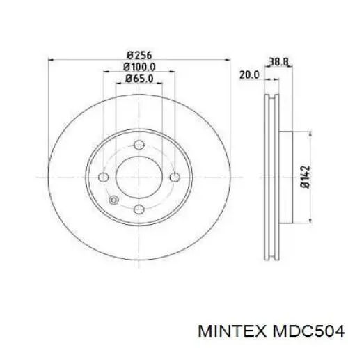 MDC504 Mintex диск тормозной передний