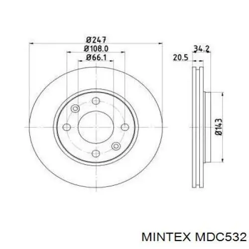MDC532 Mintex диск тормозной передний