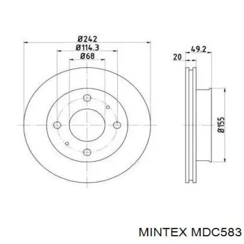 MDC583 Mintex диск тормозной передний