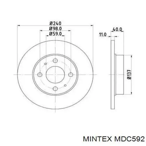MDC592 Mintex диск тормозной задний
