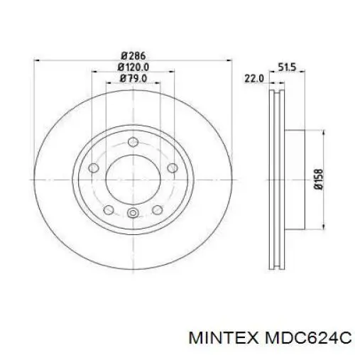 MDC624C Mintex диск тормозной передний