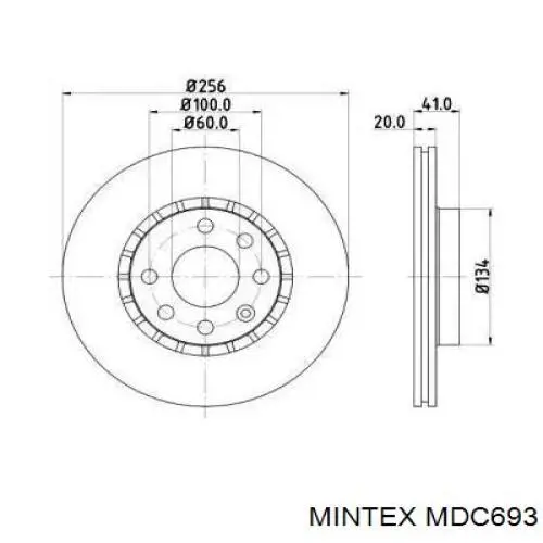 Передние тормозные диски MDC693 Mintex