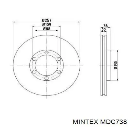 MDC738 Mintex диск тормозной передний
