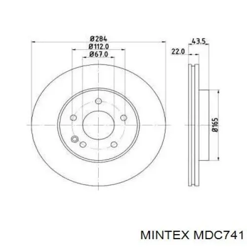 Диск тормозной передний Mintex MDC741
