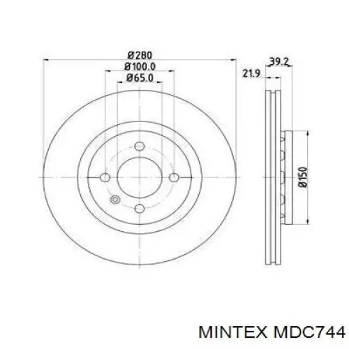 MDC744 Mintex диск тормозной передний