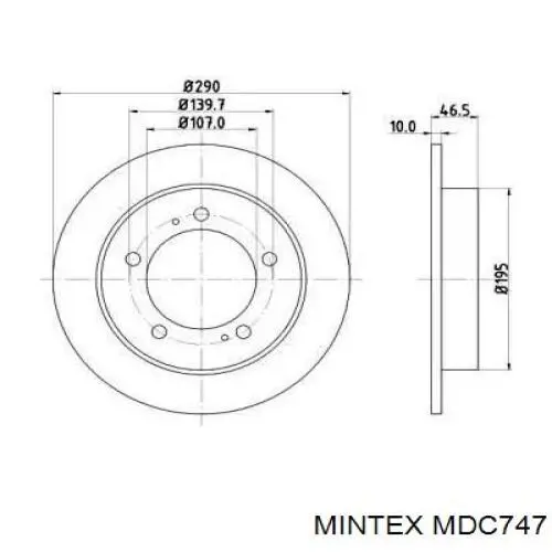 MDC747 Mintex диск тормозной передний