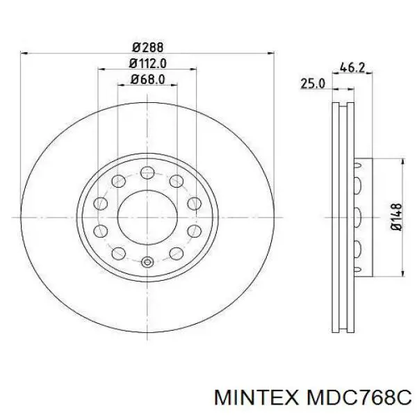 Передние тормозные диски MDC768C Mintex