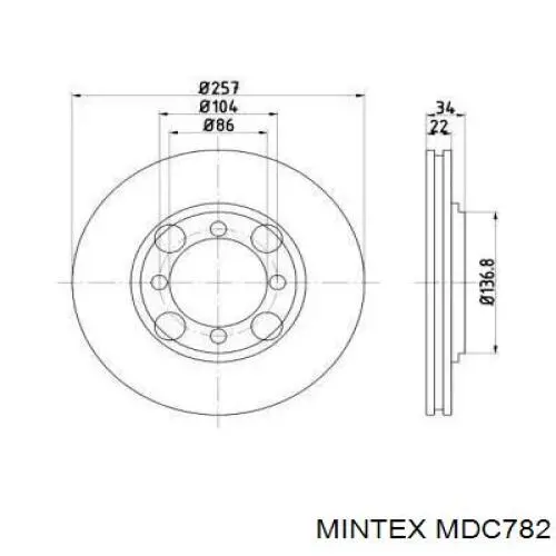 MDC782 Mintex диск тормозной передний