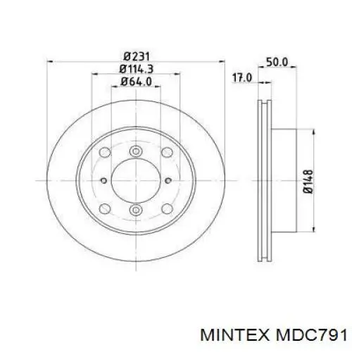 MDC791 Mintex диск тормозной передний