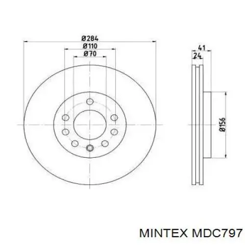 Передние тормозные диски MDC797 Mintex