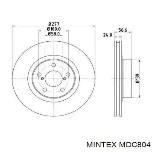 Диск тормозной передний Mintex MDC804