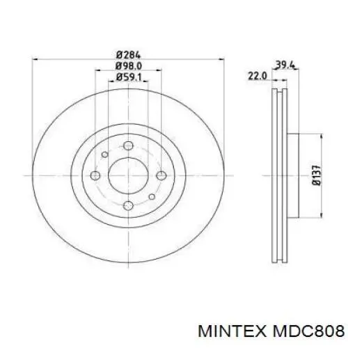 Передние тормозные диски MDC808 Mintex