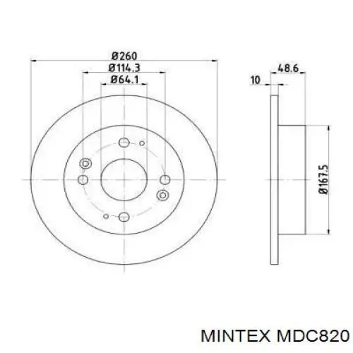 MDC820 Mintex диск тормозной задний