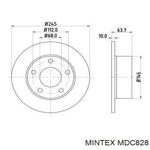 MDC828 Mintex диск тормозной задний