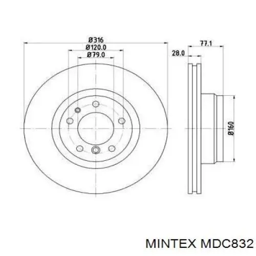 MDC832 Mintex диск тормозной передний