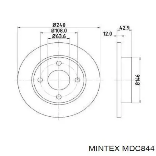 MDC844 Mintex диск тормозной передний