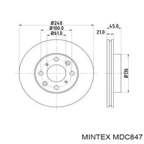 MDC847 Mintex диск тормозной передний