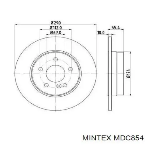 MDC854 Mintex диск тормозной задний
