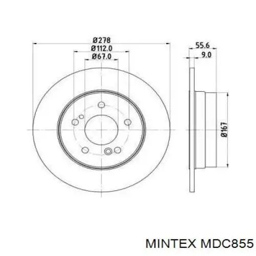 MDC855 Mintex диск тормозной задний