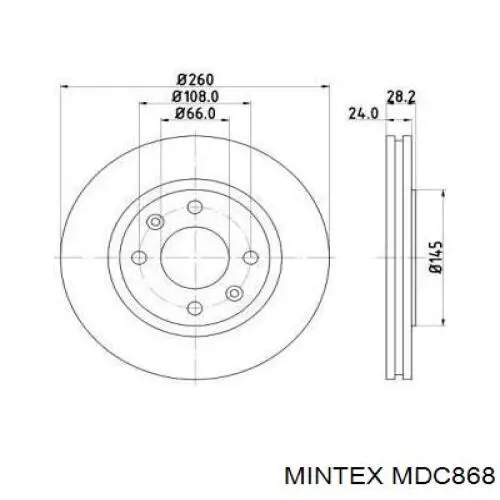 MDC868 Mintex диск тормозной передний