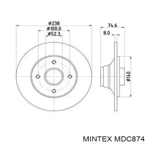 MDC874 Mintex диск тормозной задний