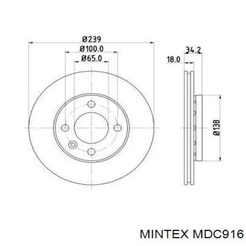 MDC916 Mintex диск тормозной передний