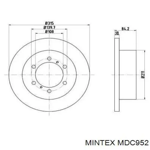 Диск тормозной задний Mintex MDC952